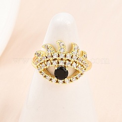 Манжеты из латуни с микро паве кубический цирконий для женщин&nbsp;RJEW-Z113-44G