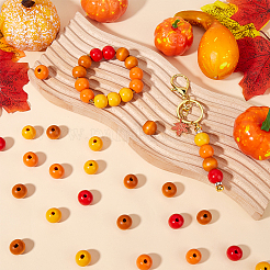 120шт 4 цвета окрашенные бусины из натурального дерева&nbsp;WOOD-SP0001-11A