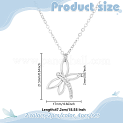 4 шт. 2-цветный сплав кристаллов горного хрусталя кулон стрекоза ожерелье&nbsp;NJEW-HY0001-13