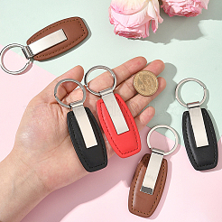 6 шт. 3-х цветные кожаные брелки с кольцами из сплава&nbsp;AJEW-SC0031-14