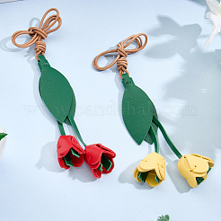 2 шт. 2-х цветное украшение для ключей из искусственной кожи с цветком&nbsp;FIND-GF0008-35