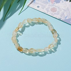 Натуральный цитрин (окрашенный и нагретый) бусины эластичные браслеты&nbsp;BJEW-JB05879-01