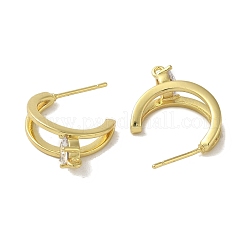 Покрытие стойки латунь микро паве серьги-гвоздики из циркония фурнитура&nbsp;EJEW-R162-42G