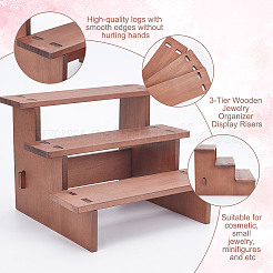 3-ярусный деревянный органайзер для ювелирных изделий с подставками для витрины&nbsp;ODIS-WH0058-19C