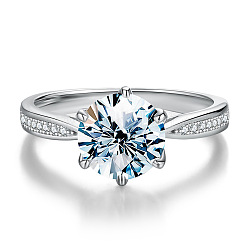 Кольца для женщин из стерлингового серебра с родиевым покрытием и муассанитами толщиной 925 мм WG36A3D-17