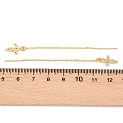 Латунный крест с микропаве и прозрачными кубическими циркониями&nbsp;EJEW-H182-09G