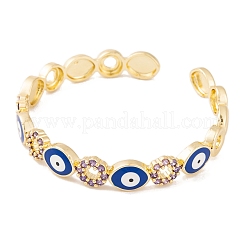 Женские открытые браслеты на манжетах из латуни с фианитами&nbsp;BJEW-S147-17G-A