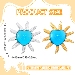 2 пара сережек-гвоздиков из нержавеющей стали двух цветов&nbsp;EJEW-HY0001-46B