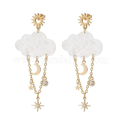 Акриловые серьги-гвоздики в виде облака и луны&nbsp;EJEW-JE06843
