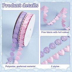 2 рулон полиэстеровой кружевной ленты с сердечками и цветами 2 стилей&nbsp;OCOR-PH0004-66B