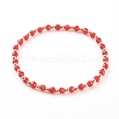 Наборы браслетов из стекла и латуни стрейч из бисера&nbsp;BJEW-JB06151