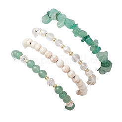 4шт 4 стиля браслеты из натуральных драгоценных камней с бусинами&nbsp;BJEW-JB11596