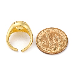 Кольца-манжеты для пальцев с покрытием из латуни с микропаве из прозрачного кубического циркония для женщин&nbsp;RJEW-M028-22G-02