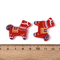 Печатные непрозрачные бусины из смолы&nbsp;RESI-N043-07B