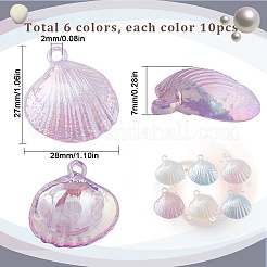 60 шт. 6-цветные непрозрачные акриловые подвески с УФ-покрытием&nbsp;PACR-SC0001-01