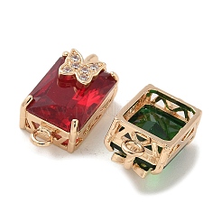 Латунные паве граненые стеклянные прямоугольные соединители подвески&nbsp;KK-G517-15G