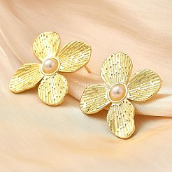 Серьги-гвоздики из латуни с цветком&nbsp;EJEW-F358-03C-G