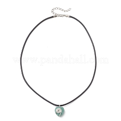 Ожерелье из черного шнура из искусственной кожи с подвеской в виде граненого сердца&nbsp;NJEW-JN05837