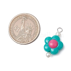 Двухцветные непрозрачные акриловые бусины с подвесками в виде штифтов с плоской головкой из нержавеющей стали 304&nbsp;PALLOY-JF03483-02