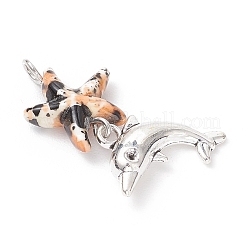 7 шт. 7 стиля синтетических окрашенных бирюзовых морских звезд и сплава морских животных&nbsp;PALLOY-JF03754-06