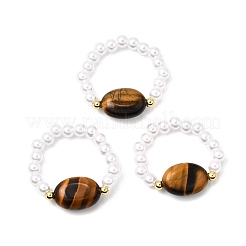 Кольца-растяжки из натурального тигрового глаза для женщин&nbsp;RJEW-JR00916