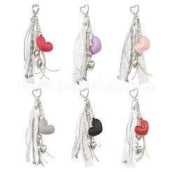 Подвесные украшения из искусственной кожи и пластика ccb в форме сердца&nbsp;HJEW-JM04265