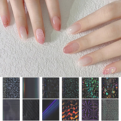 12 рулон 2 стилей фольга для ногтей Pet Aurora цветочная переводная бумага&nbsp;STIC-SP0001-08