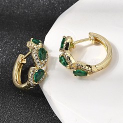 Серьги-кольца из латуни с фианитом&nbsp;EJEW-L308-01G