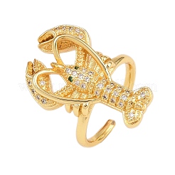 Латунные микро проложить манжеты кольца кубического циркония&nbsp;RJEW-C145-01A-G