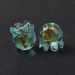 Ручной золотой фольги стеклянные бусины Lampwork&nbsp;X1-LAMP-G158-02C