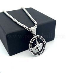 Винтажный панк-кулон в виде компаса из нержавеющей стали 304.&nbsp;MZ7363