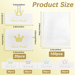 100 шт. 5-цветная складная бумажная карточка с принтом короны и 100 шт. целлофановых пакетов opp&nbsp;CDIS-SP0001-30