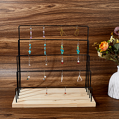 5-уровневые черные железные подставки для сережек&nbsp;EDIS-WH0041-03