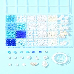 Наборы для изготовления браслетов из круглых бусин из акрила и АБС-пластика с имитацией жемчуга&nbsp;DIY-FS0007-41