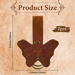 Подвеска в виде бабочки из искусственной кожи в стиле средневековья с кольцом из сплава&nbsp;HJEW-WH20012-09B