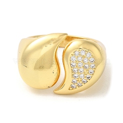 Открытые манжеты из латуни с микропаве и прозрачным цирконием для женщин&nbsp;RJEW-U008-03D-G