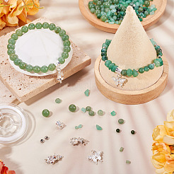 Наборы для самостоятельного изготовления браслетов из натуральных зеленых бусин авантюрина&nbsp;DIY-TA0013-73