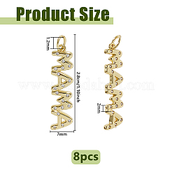 8 шт. латунные подвески с микропаве из кубического циркония на День матери&nbsp;KK-DC0004-95