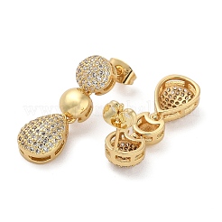 Латунь микро проложить кубический цирконий болтающиеся серьги стержня&nbsp;EJEW-P252-06B-G