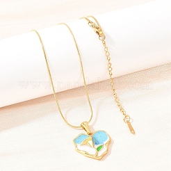 Ожерелья с подвеской в виде цветочного сердца из нержавеющей стали 304&nbsp;NJEW-H088-01G