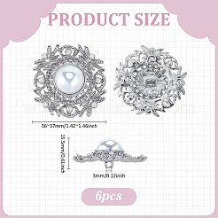 6 шт. пуговицы из АБС-пластика с имитацией жемчуга на ножке&nbsp;BUTT-PH0001-51P