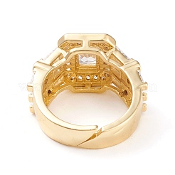 Регулируемые латунные кольца микро манжеты из прозрачного циркония&nbsp;RJEW-L098-002G