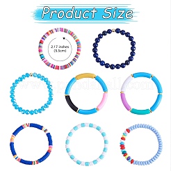 8 шт. 6 стильных браслета из синтетической имперской яшмы и стеклянных бусин стрейч&nbsp;BJEW-SW00086-04
