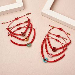 Плетеный браслет из бисера из натурального желтого нефрита&nbsp;BJEW-SW00047-04