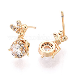 Латунные микро проложить серьги стержня кубического циркония&nbsp;EJEW-D288-18G