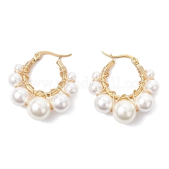 Круглые серьги-кольца с ракушечным жемчугом&nbsp;EJEW-TA00785