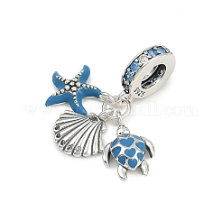 925 подвеска-шарм из стерлингового серебра с индиголитом и стразами в европейском стиле&nbsp;KK-P324-10P