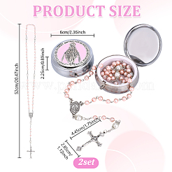 2 шт. ожерелье с подвеской в виде крестика из сплава и искусственного жемчуга&nbsp;NJEW-GO0001-06