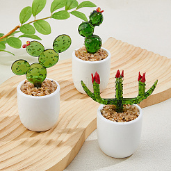 3 шт. 3 стиля лэмпворк кактус украшение для витрины&nbsp;DJEW-DC0001-16B