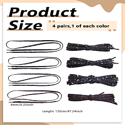 4 пара двухцветных шнурков из полиэстера&nbsp;DIY-LP0005-89